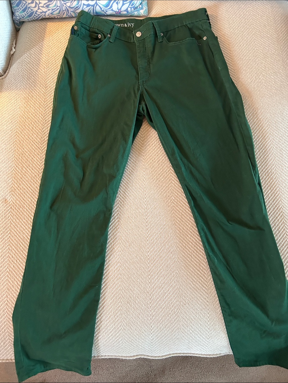 crown & ivy Men's Forest Green Straight-Leg Chinos